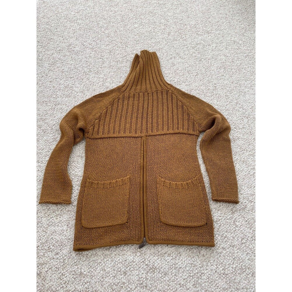 Vintage Loose Knit Turtleneck Tunic Viscose Sweater w/ Zippered Front Slit S M
